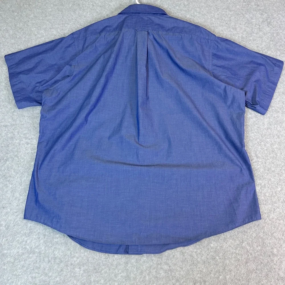 Berkley Jensen Mens XXL Blue Short Sleeve Button Down Shirt Wrinkle Free Cotton